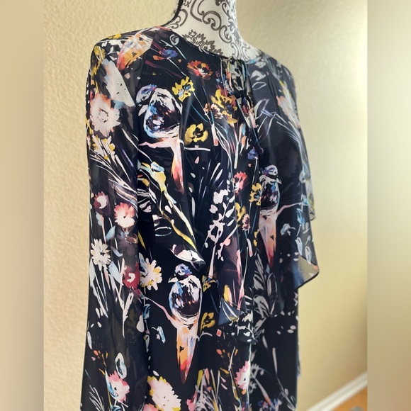 Marciano Women’s Dress Black Floral Birds of a Feather Size Large - Picture 9 of 13